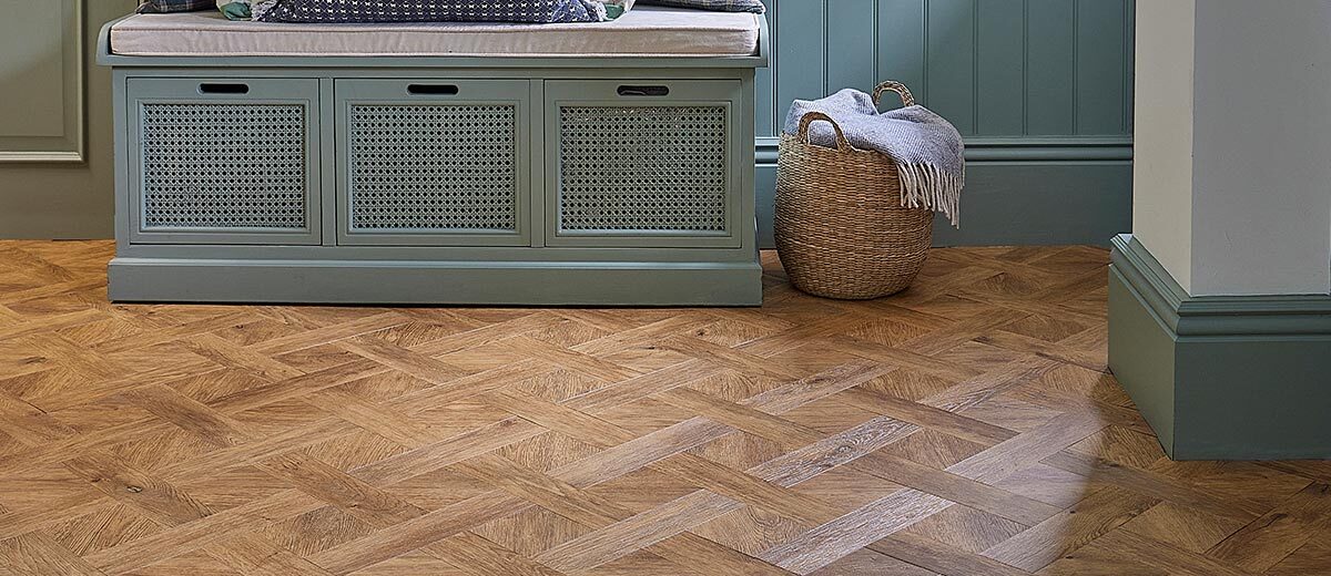 basket weave flooring in porch