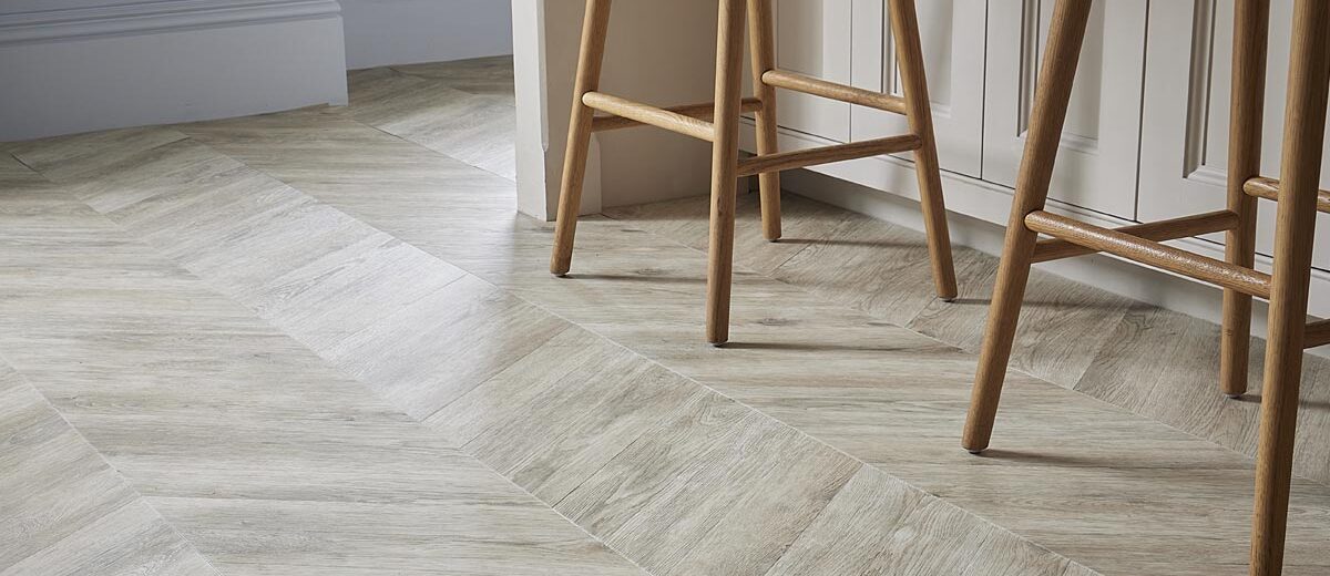 chevron light lvt flooring in kitchen