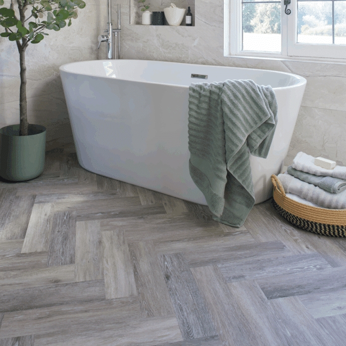 Grey Driftwood Herringbone